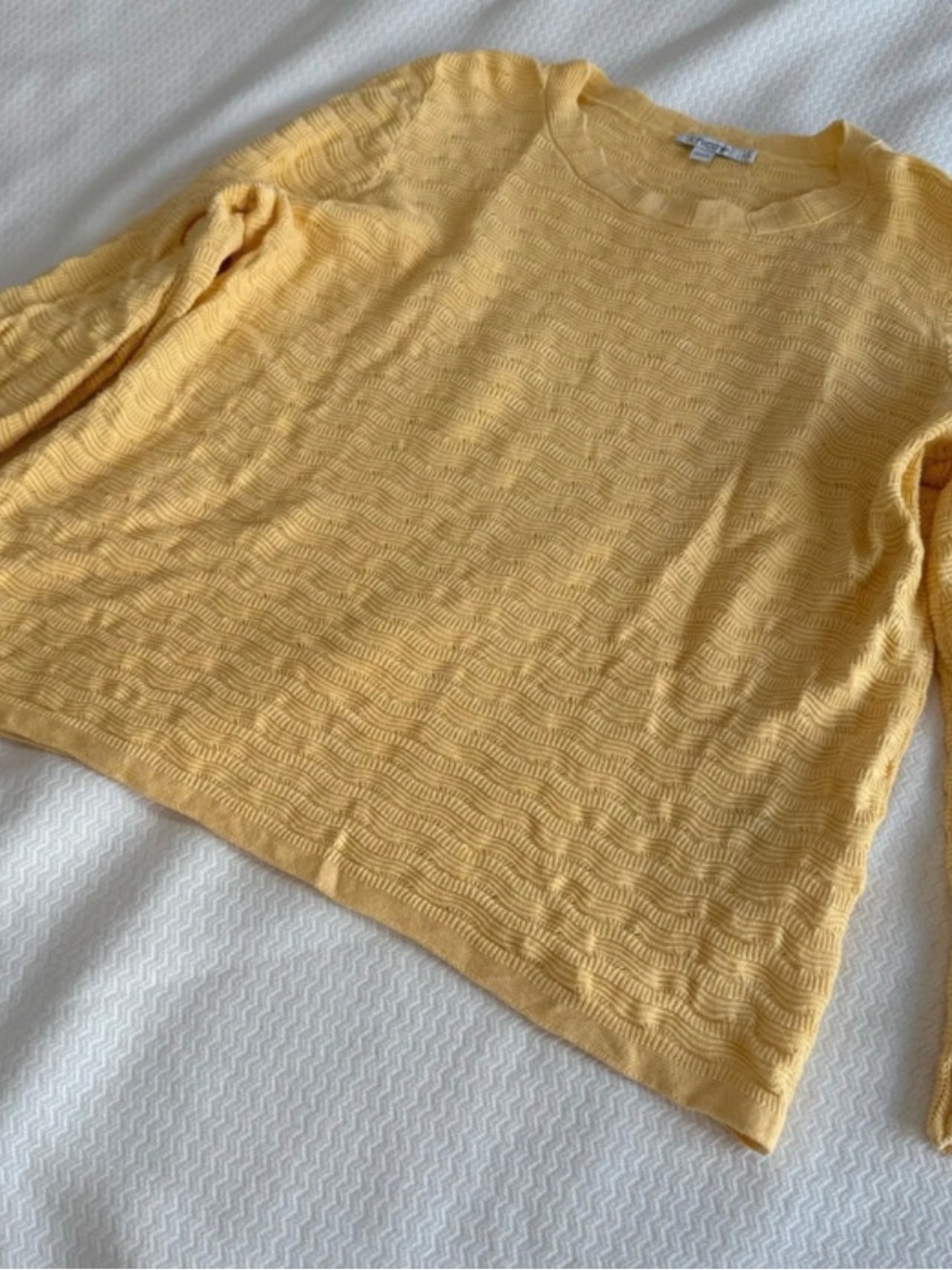 Chico's Pale Yellow Wave-Textured Knit Top
